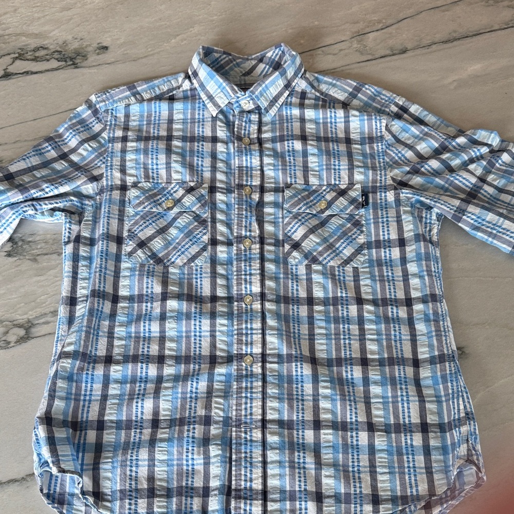 Vineyard Vines Blue and White Plaid Casual Shirt